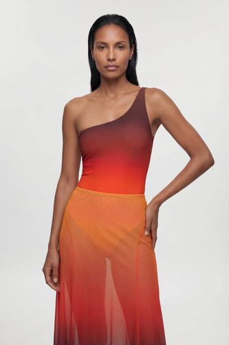 Jupe Longue Évasée En Mesh Dégradé Coucher De Soleil | Taille Medium - KarenMillen - Modalova