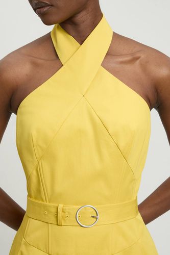 Robe Mi-longue Cintrée Ceinturée En Satin De Coton Ajusté | Taille 18 - KarenMillen - Modalova