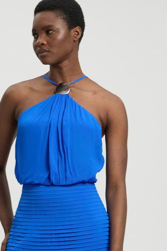 Robe Maxi Dos Nu Col Licou En Georgette De Viscose Tissée Avec Ourlet Tombant | Taille 18 - KarenMillen - Modalova