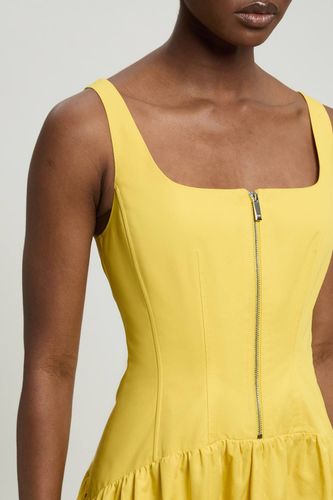 Robe Midi Évasée En Satin De Coton Ajusté Petite | Taille 16 - KarenMillen - Modalova