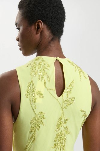 Robe Longue À Détail Col Drapé Orné De Perles | Taille 18 - KarenMillen - Modalova
