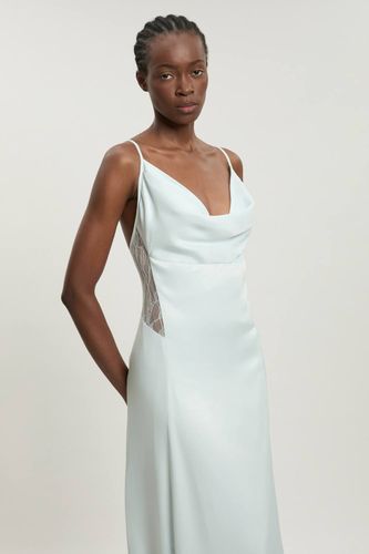 Robe Longue En Viscose Satinée Coupée En Biais Avec Insertions De Dentelle | Taille 18 - KarenMillen - Modalova