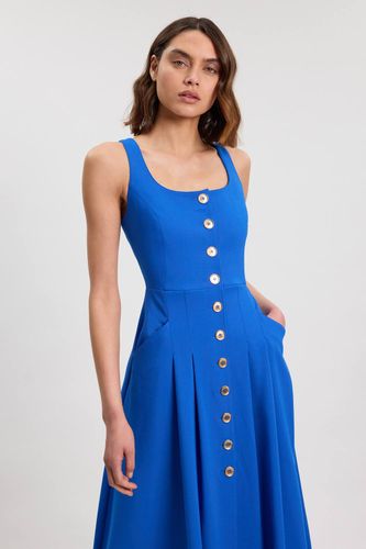 Robe Midi Ajustée À Bretelles Avec Boutonnage Sur Toute La Longueur | Taille 16 - KarenMillen - Modalova