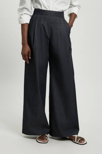 Pantalon Large En Denim Ajusté Avec Détails De Plis | Taille 16 - KarenMillen - Modalova