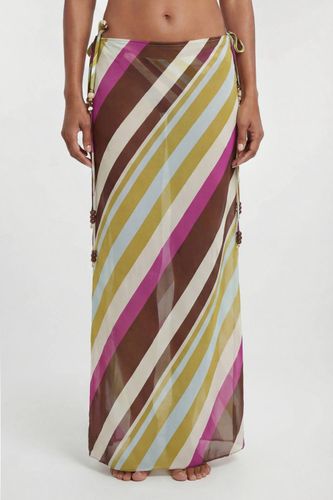 Jupe Paréo De Plage En Georgette De Viscose À Rayures Avec Taille Nouée | Taille Medium - KarenMillen - Modalova