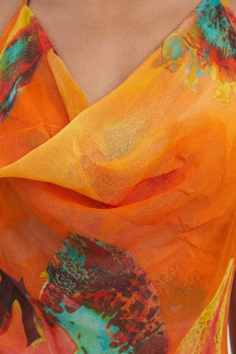 Robe Longue De Plage En Georgette De Viscose À Imprimé Floral Photographique | Taille Medium - KarenMillen - Modalova