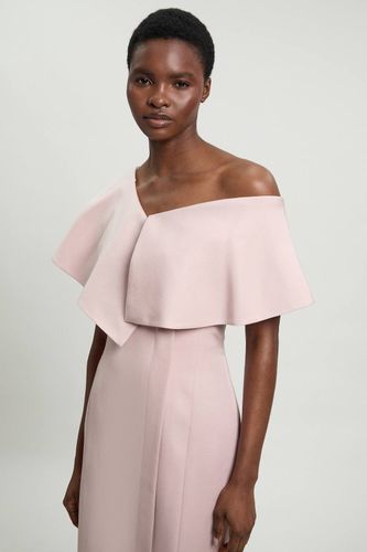 Robe Crayon Mi-longue Ajustée Petite En Mélange De Lin Poli Avec Détail De Pli Asymétrique | Taille 14 - KarenMillen - Modalova