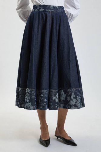 Jupe Ample En Denim Jacquard | Taille 18 - KarenMillen - Modalova
