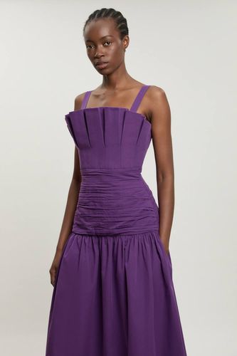 Robe Midi Plissée En Popeline | Taille 18 - KarenMillen - Modalova