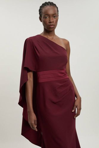 Robe Longue Ajustée En Crêpe Dos Satin À Drapé Asymétrique | Taille 18 - KarenMillen - Modalova
