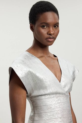 Haut À Manches Ailes D'ange Et Bandes Sculptantes Effet Métallisé | Taille 18 - KarenMillen - Modalova