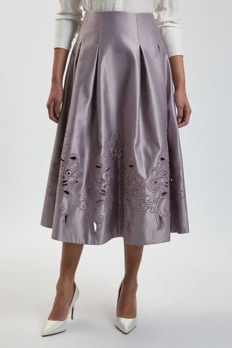 Jupe Ample En Satin Ajusté Avec Découpes Ajourées | Taille 18 - KarenMillen - Modalova