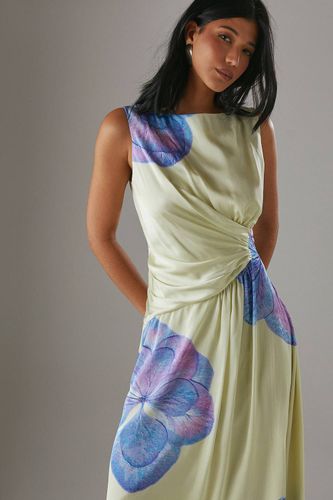 Robe Midi En Satin Imprimé Sans Manches À Nœud Devant Et Ourlet Asymétrique | Taille 46 - Warehouse - Modalova