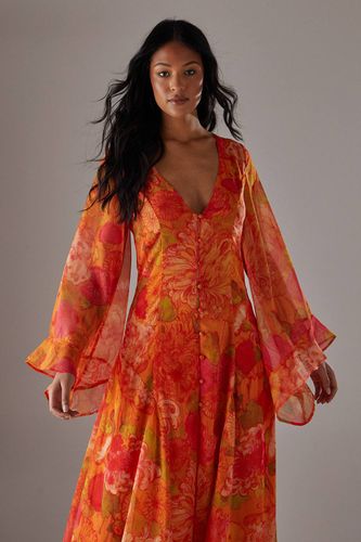 Robe Maxi Bohème En Mousseline À Boutonnage Apparent | Taille 42 - Warehouse - Modalova