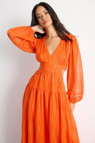 Robe Longue Dos Nu En Viscose Métallisée Premium | Taille 46 - Warehouse - Modalova