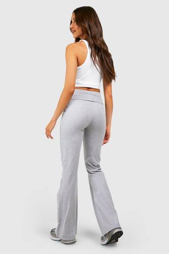 Flares de yoga en jersey de coton à ceinture repliée | Taille 40 - boohoo - Modalova