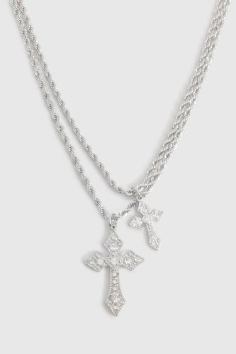 Collier Pendentif Double Croix - boohoo - Modalova