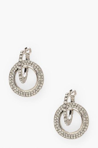 Boucle d'oreille pendante avec détail d'anneau en diamant - boohoo - Modalova