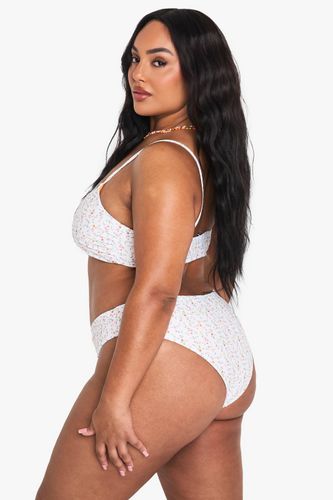 Bas De Bikini Grande Taille Réversible À Fleurs Ditsy Avec Liens Sur Les Côtés | Taille 48 - boohoo - Modalova