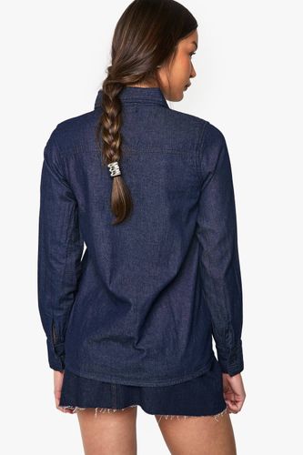 Chemise Western à manches longues en chambray denim | Taille 38 - boohoo - Modalova