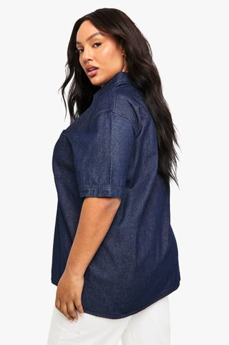 Plus Chemise en denim chambray à manches courtes Plus | Taille 48 - boohoo - Modalova