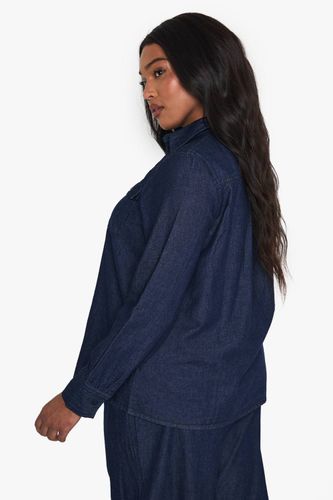 Chemise Western En Denim Grande Taille | Taille 46 - boohoo - Modalova