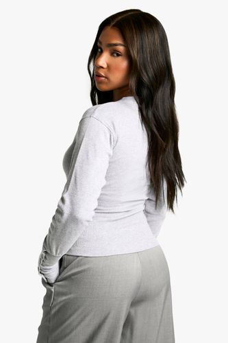 Top à manches longues côtelé à boutons-pression et taille cintrée | Taille 44 - boohoo - Modalova