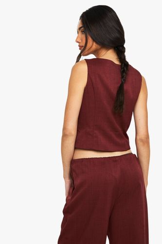 Linen Look Tie Front Top | Taille 44 - boohoo - Modalova