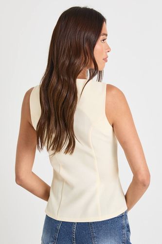 Square Neck Gold Button Waistcoat → Gilet à boutons dorés et col carré | Taille 44 - boohoo - Modalova