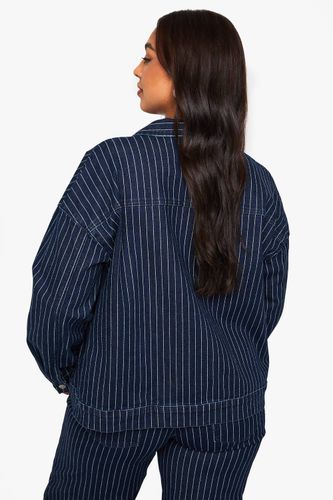 Veste à col en denim à rayures Plus | Taille 48 - boohoo - Modalova