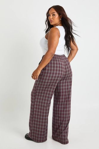 Pantalon à cordon de serrage à taille Plus Check | Taille 48 - boohoo - Modalova