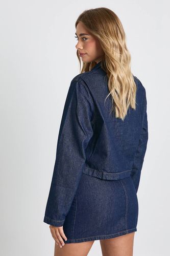 Chemise de rugby en denim à col | Taille 44 - boohoo - Modalova