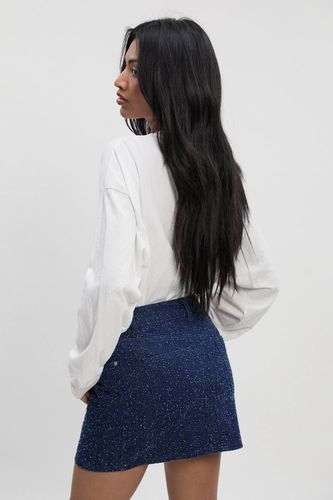 Jupe mini en denim Bouclé | Taille 44 - boohoo - Modalova