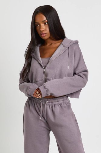 Crop top à ourlet profond, survêtement à capuche 3 pièces | Taille 44 - boohoo - Modalova