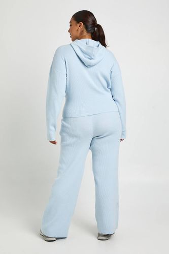 Ensemble Coordonné Grande Taille Sweat à Casynthétiqueche Zippé et Pantalon en Maille Côtelée Super Douce | Taille 24-26 - boohoo - Modalova
