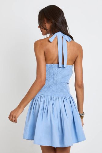 Robe Patineuse Mini En Popeline De Coton Avec Encolure Dos-nu Et Fronces Devant | Taille 44 - boohoo - Modalova