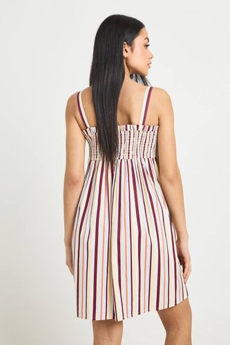 Robe Trapèze À Rayures En Popeline De Coton | Taille 40 - boohoo - Modalova