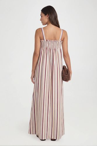 Robe Longue Évasée À Rayures En Popeline De Coton Pour Grandes Tailles | Taille 36 - boohoo - Modalova