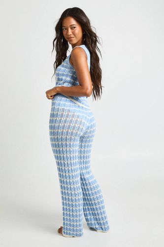 Ensemble Coordonné Haut En Maille À Rayures Crochet Et Pantalon Large | Taille Medium - boohoo - Modalova