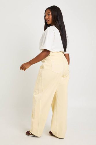 Jean Grande Taille Taille Mi-haute Jambe Tonneau Couture Torsadée | Taille 46 - boohoo - Modalova