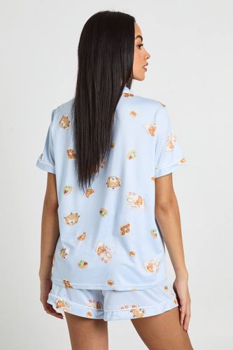 Ensemble Pyjama Chemise À Manches Courtes Et Short Imprimé Petit-déjeuner | Taille 40 - boohoo - Modalova