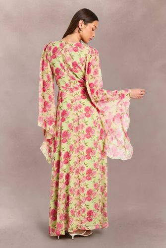 Robe Maxi Longue En Mousseline À Imprimé Floral Et Décolleté Plongeant | Taille 42 - boohoo - Modalova