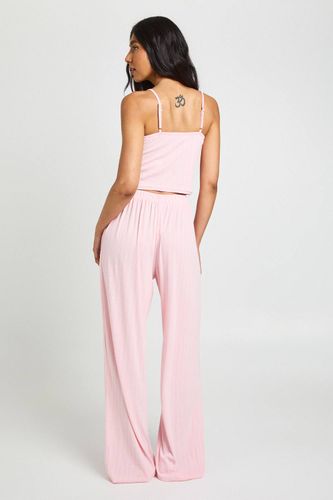 Ensemble Pyjama Grande Taille Caraco Pointelle Et Pantalon Large | Taille 46 - boohoo - Modalova