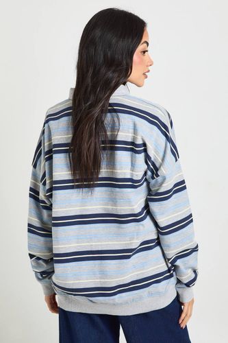 Polo De Rugby À Rayures Avec Col | Taille Medium - boohoo - Modalova