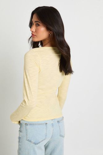 Haut Henley Transparent En Jersey Slub | Taille 44 - boohoo - Modalova