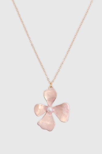 Collier Fleur Avec Détail Perle Rose - boohoo - Modalova