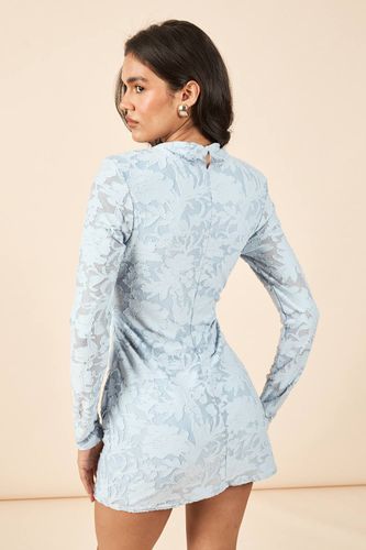 Robe Moulante À Manches Longues Avec Drapé Frontal À Motif Floral Dévoré | Taille 44 - boohoo - Modalova