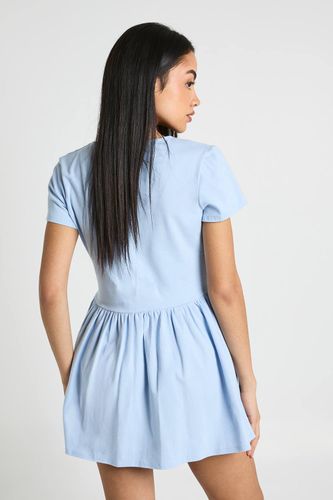 Robe Patineuse En Coton À Taille Cintrée Et Manches Courtes | Taille 44 - boohoo - Modalova