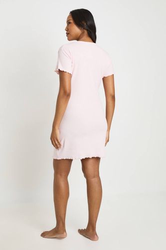 Chemise De Nuit De Maternité Côtelée À Boutons | Taille 44 - boohoo - Modalova