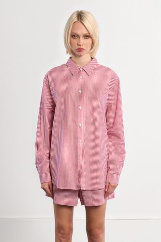 Chemise oversize en coton rouge rayée - LILI SIDONIO - Modalova